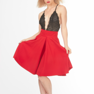 my sweet valentine inverted pleat red skirt