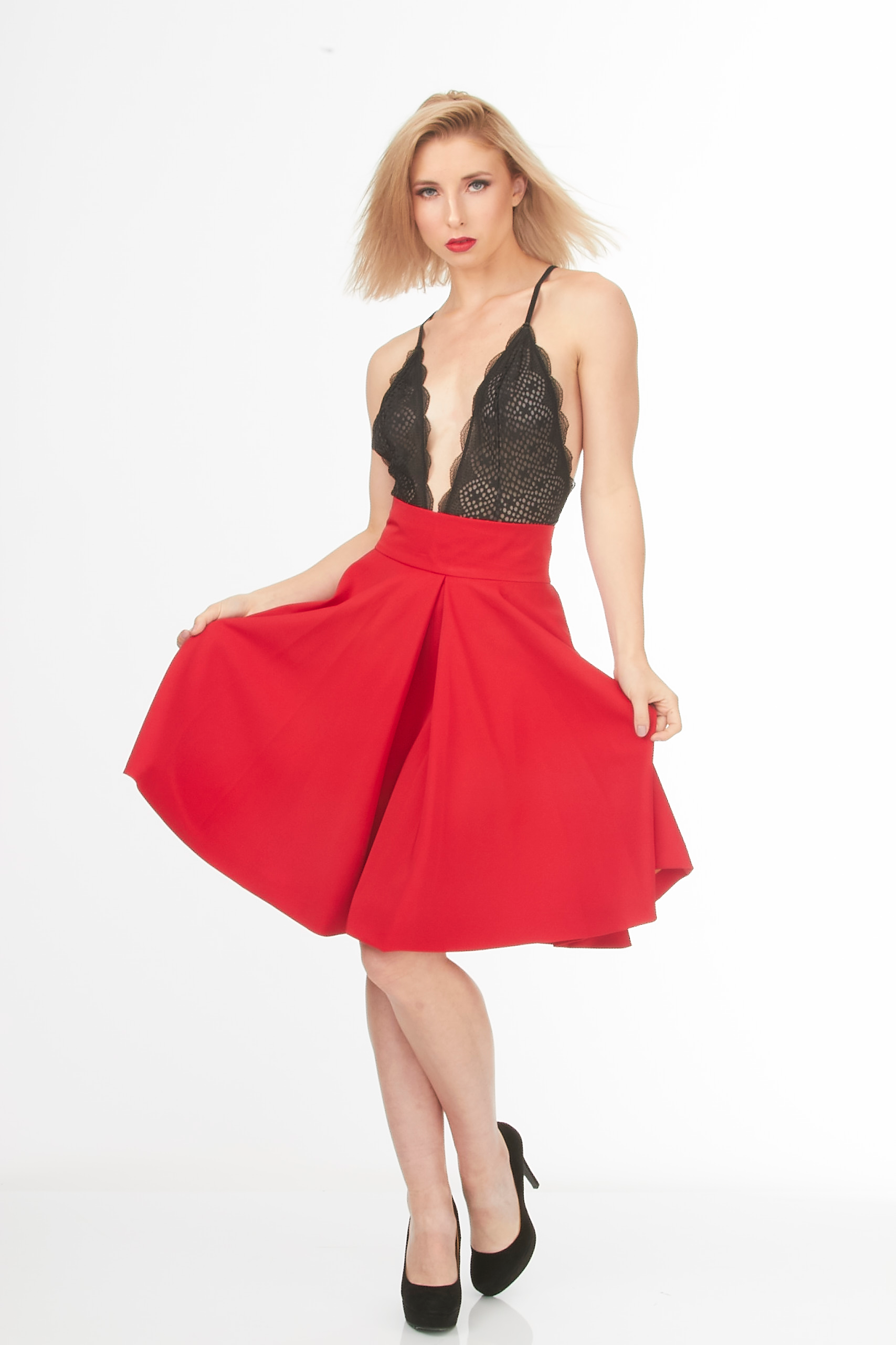 Main Couture my sweet valentine inverted pleat red skirt