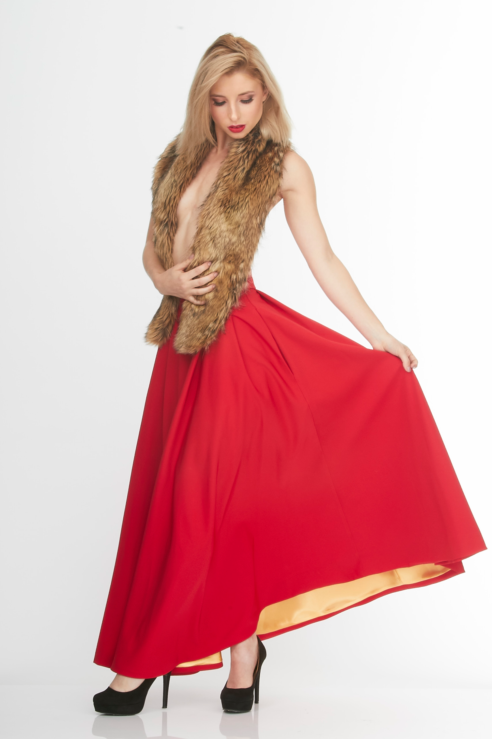 Main Couture my sweet valentine long red skirt