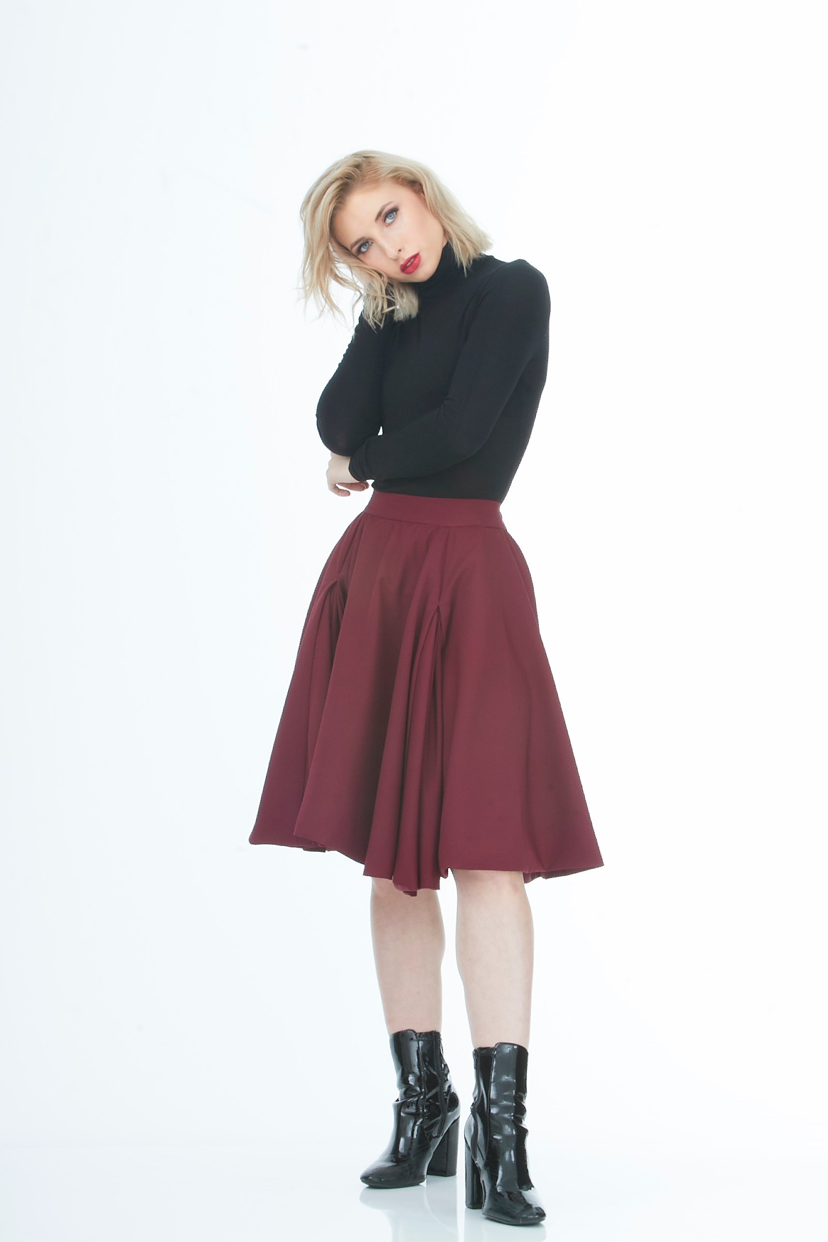 Main Couture red, red wine burgundy skirt
