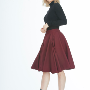 red, red wine burgundy skirt