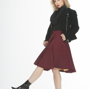 red, red wine burgundy skirt