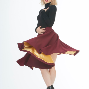 red, red wine burgundy skirt