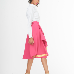 pink rose knee length skirt