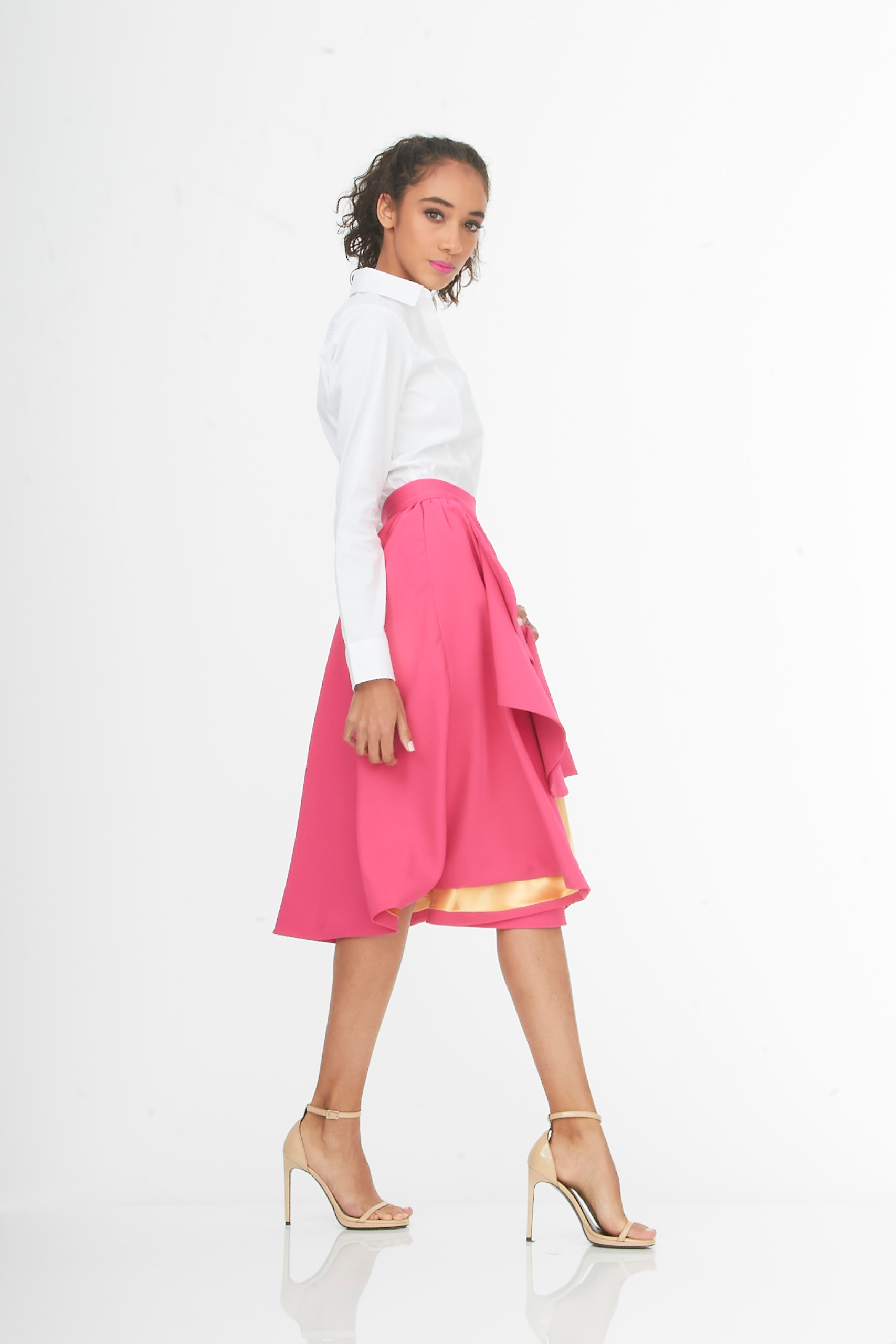 pink rose knee length skirt pink rose knee length skirt