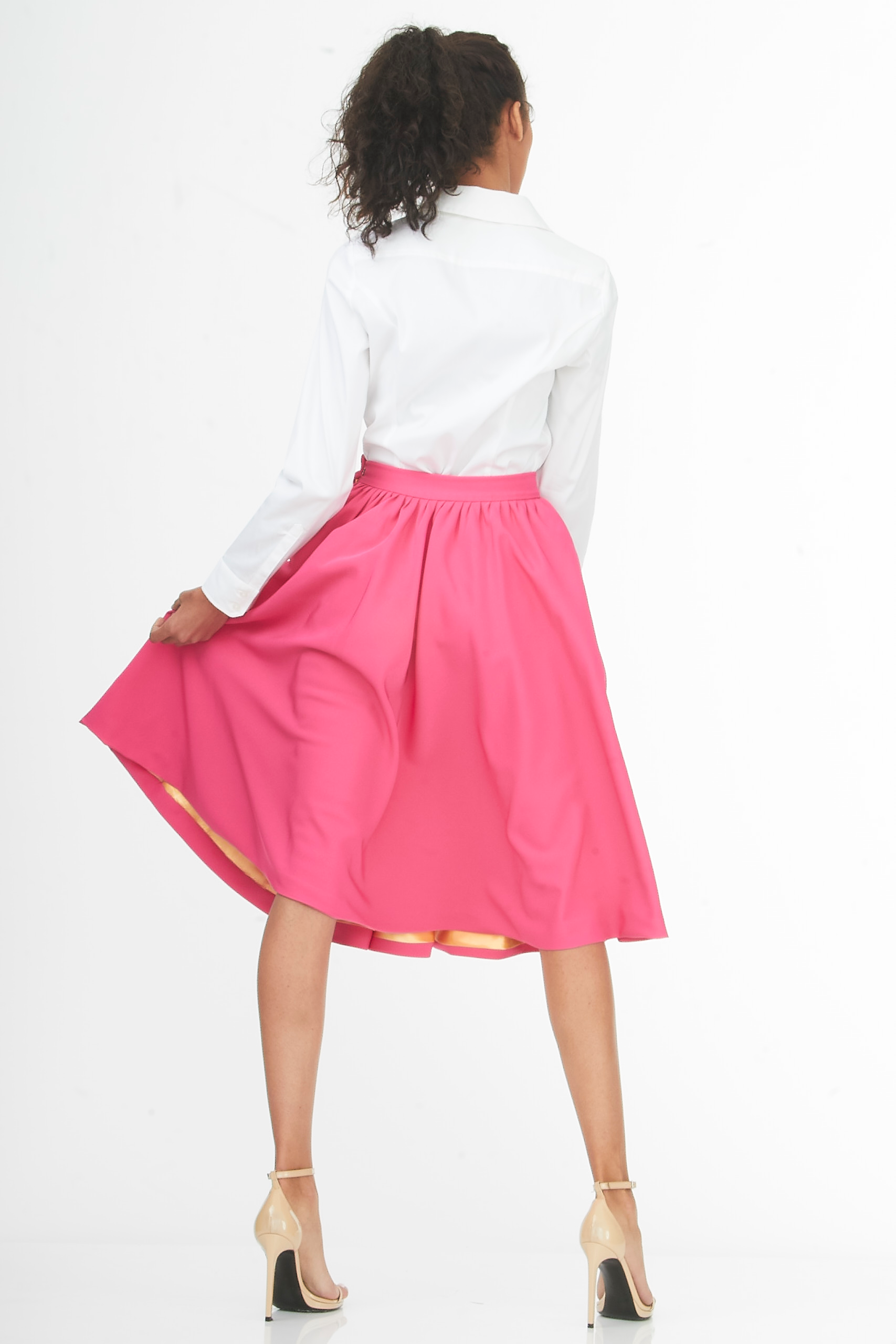 pink rose knee length skirt pink rose knee length skirt
