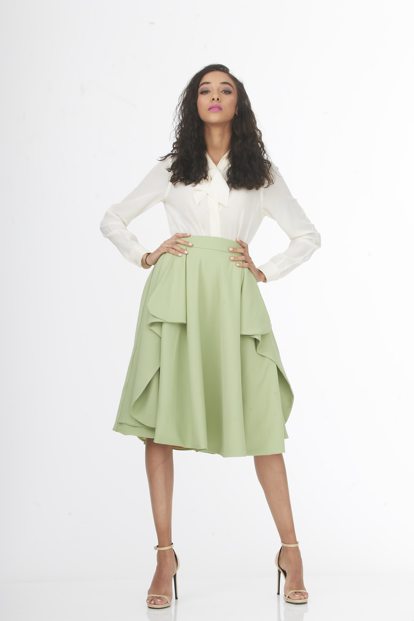 Main Couture winging it light green skirt