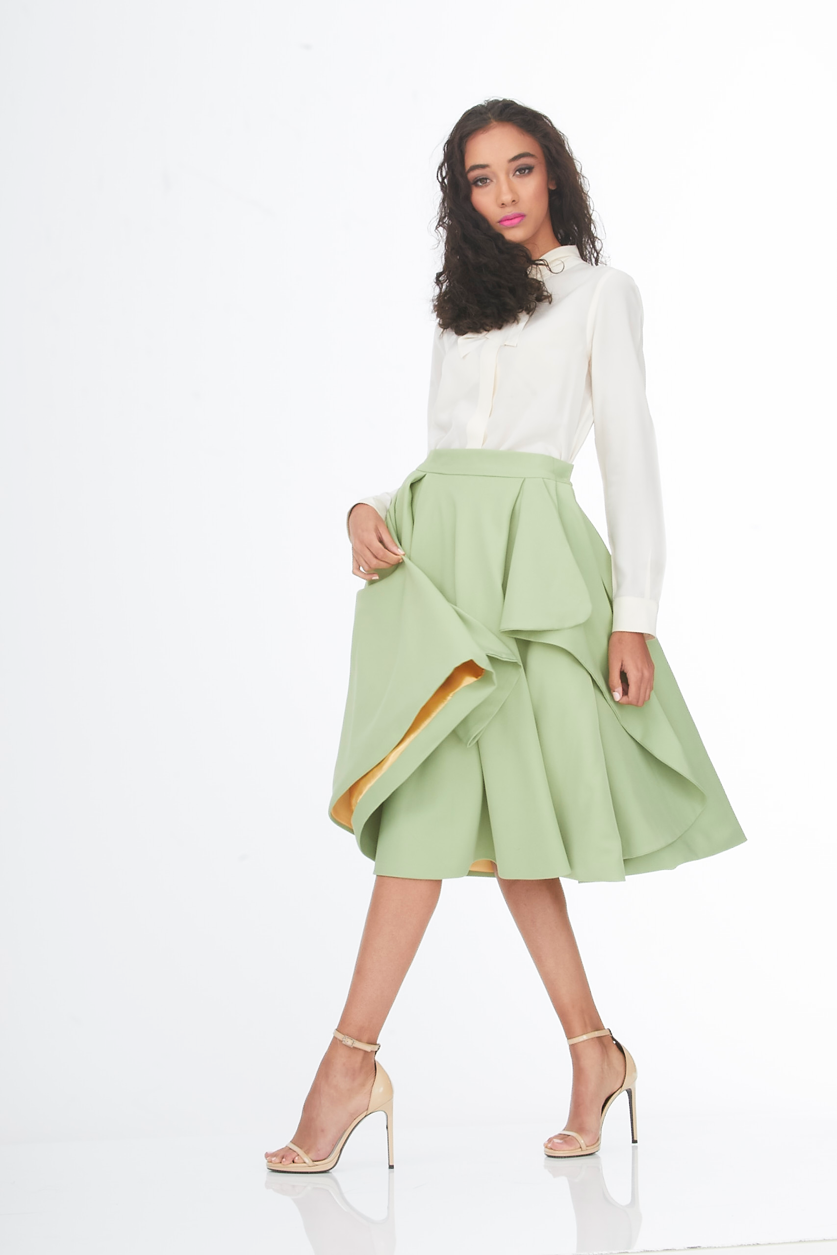Main Couture winging it light green skirt