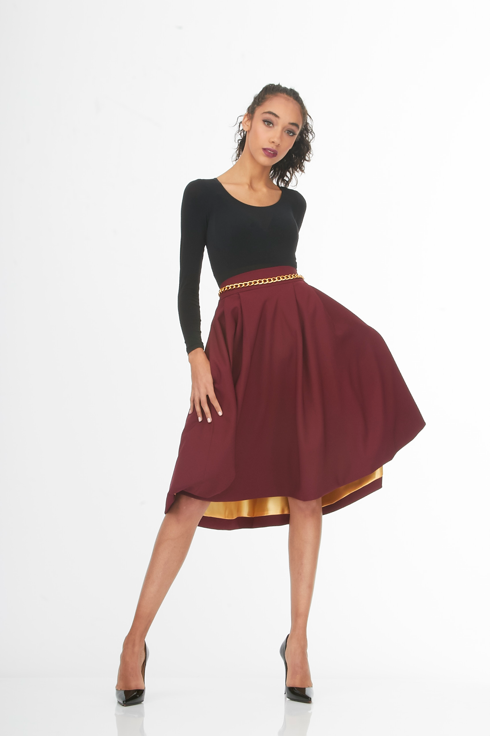 burgundy below the knee pleated skirt burgundy below the knee pleated skirt