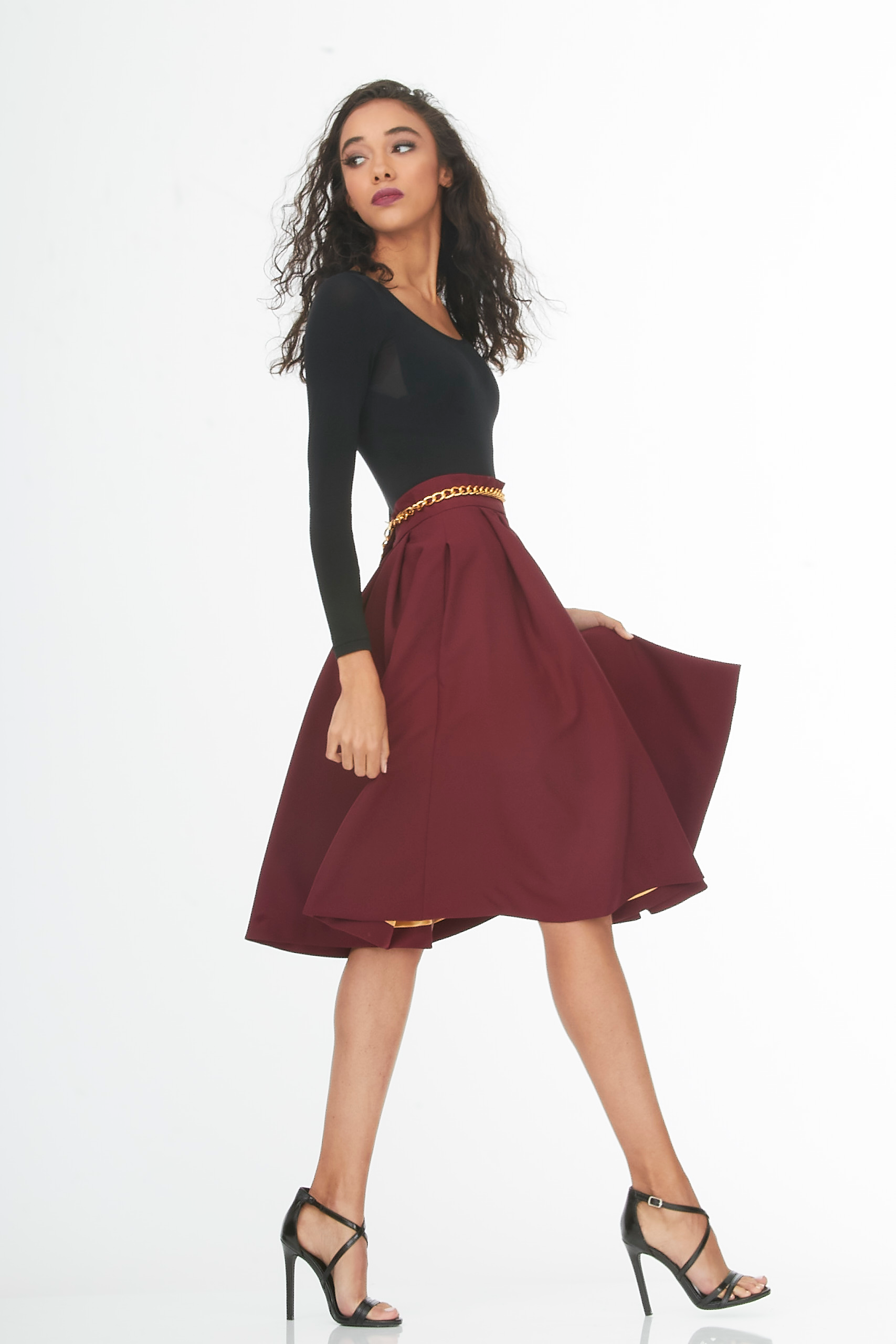 burgundy below the knee pleated skirt burgundy below the knee pleated skirt