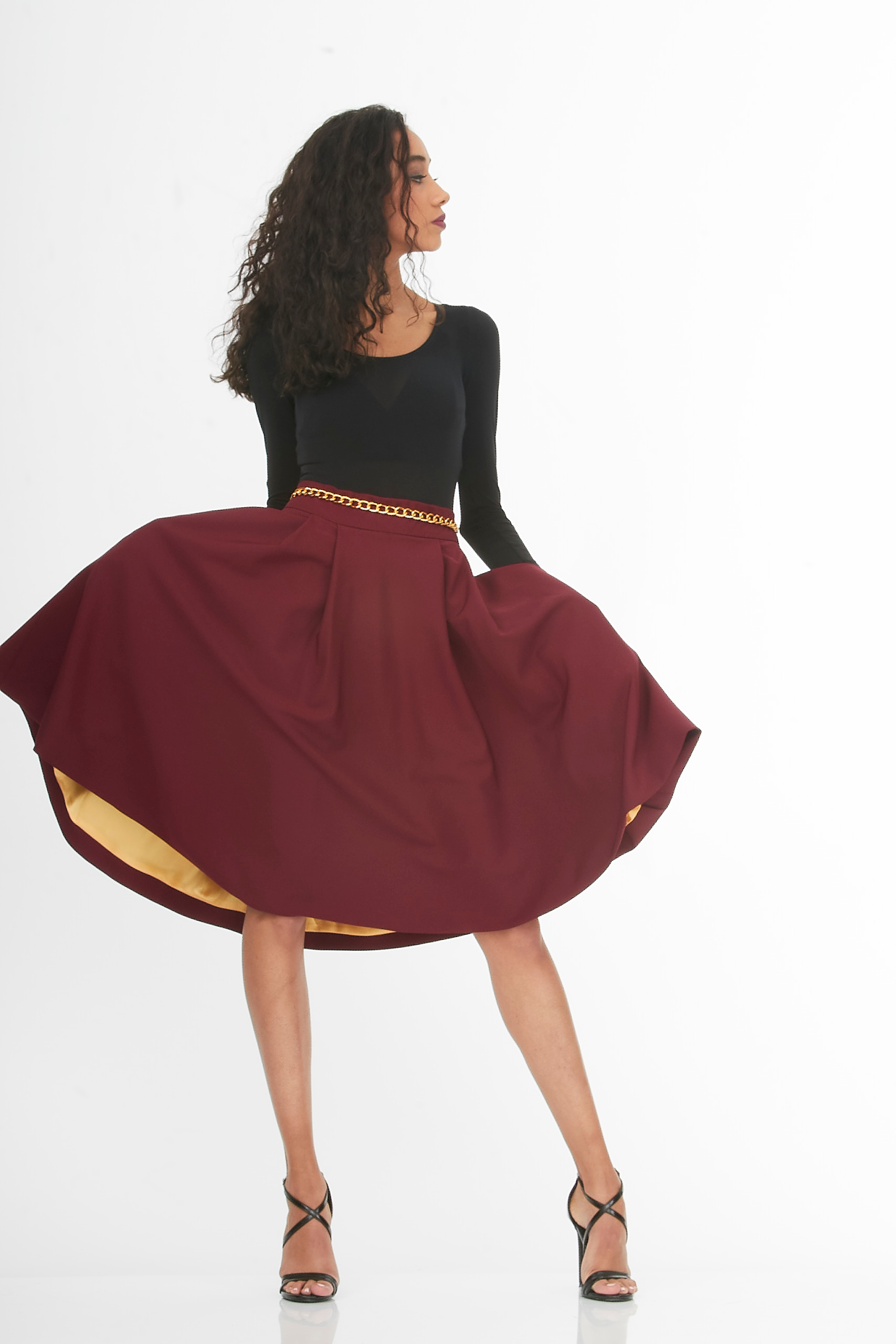 burgundy below the knee pleated skirt burgundy below the knee pleated skirt