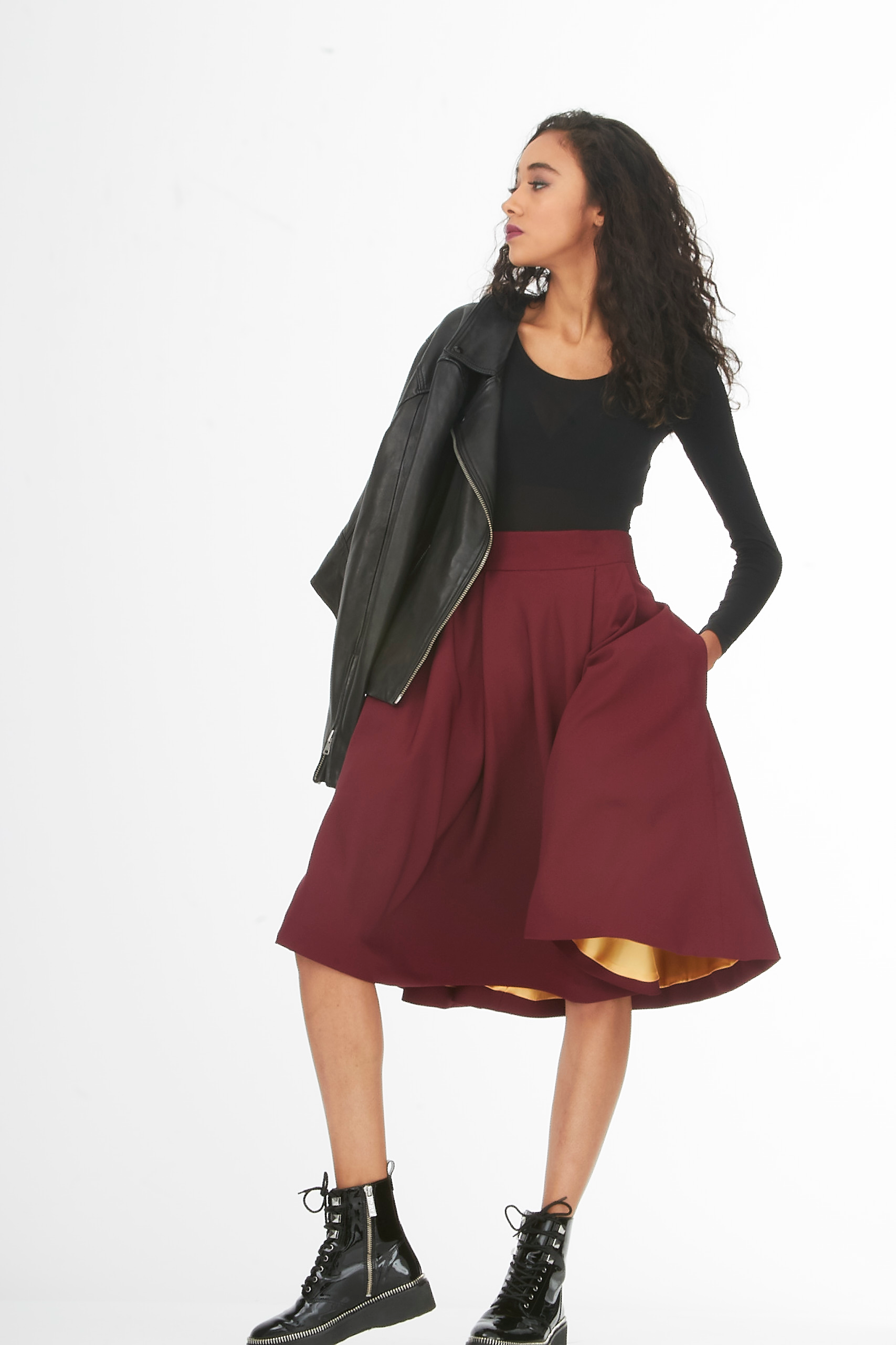 burgundy below the knee pleated skirt burgundy below the knee pleated skirt