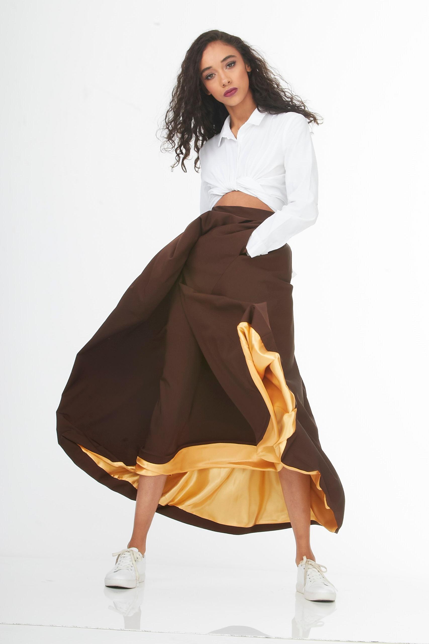 high waisted full brown skirt high waisted full brown skirt