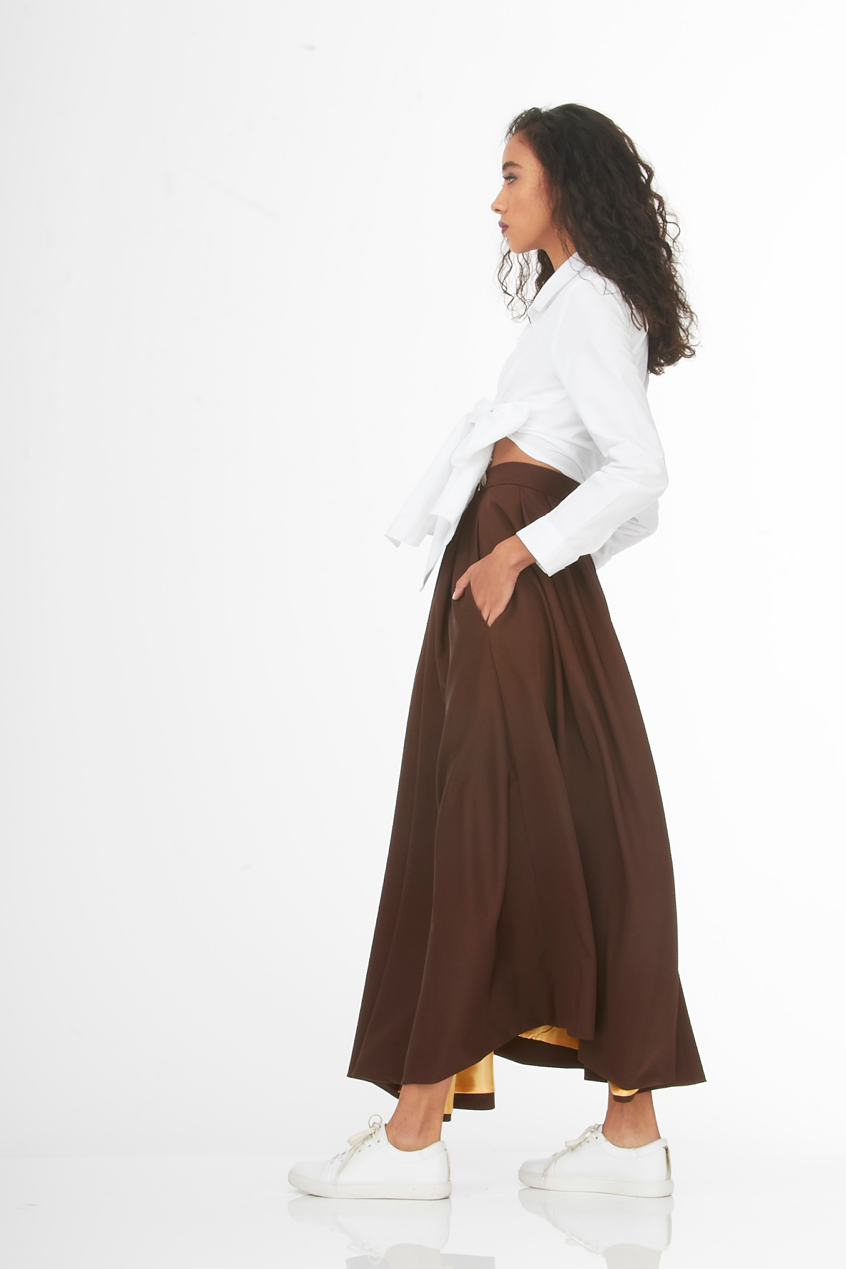 high waisted full brown skirt high waisted full brown skirt