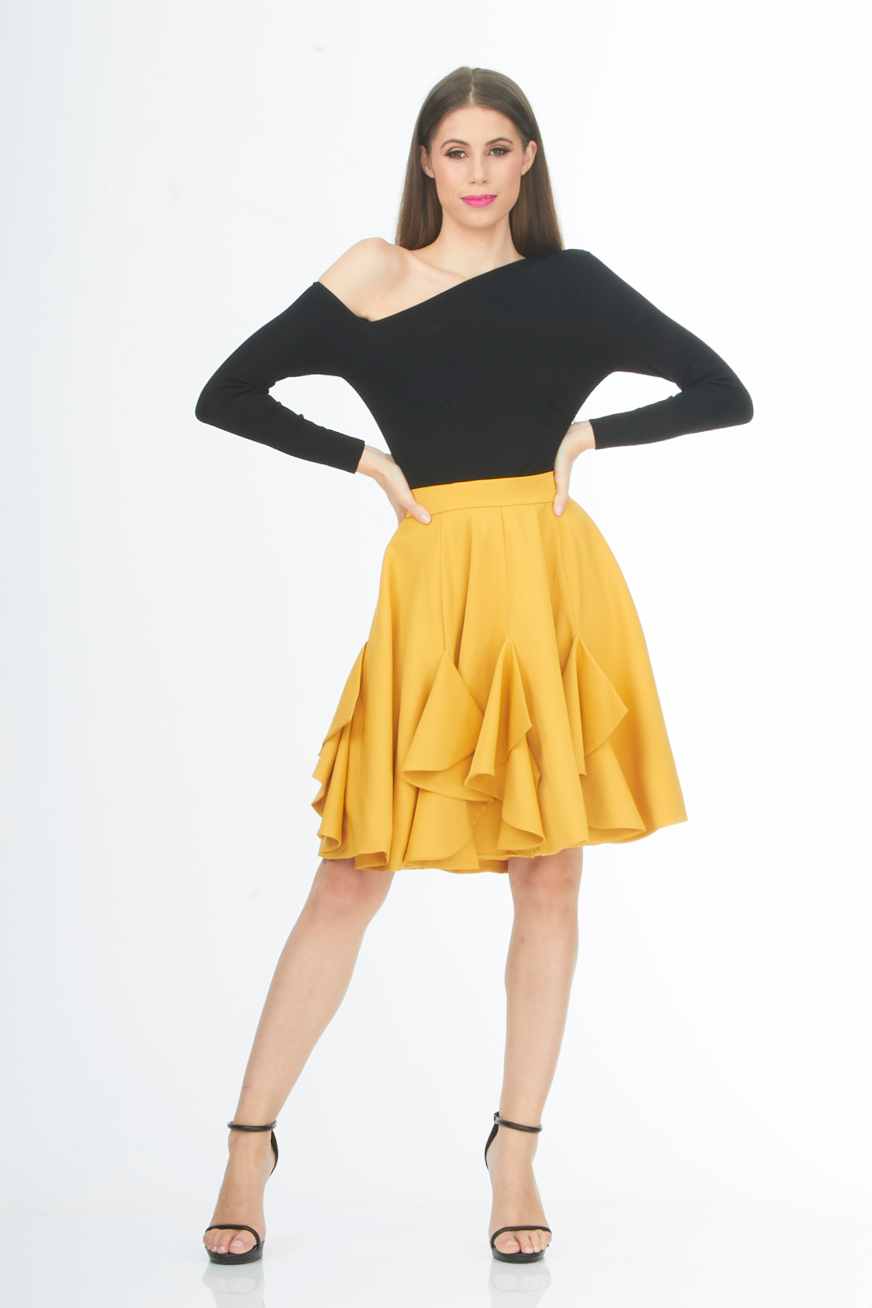 Main Couture 8 waterfalls fire yellow skirt