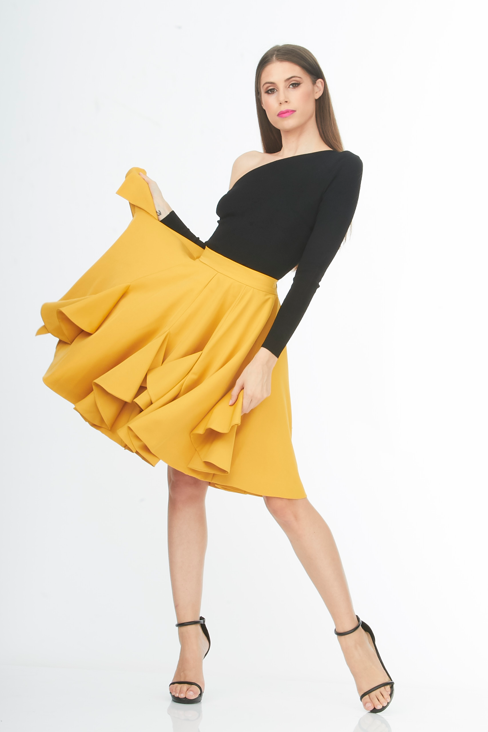 Main Couture 8 waterfalls fire yellow skirt