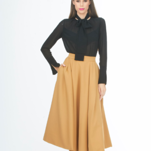 brown calf length skirt