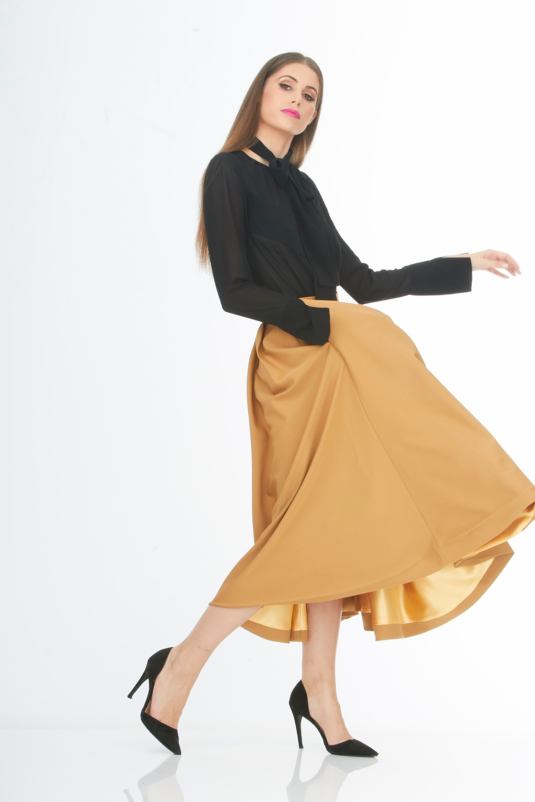 brown calf length skirt brown calf length skirt
