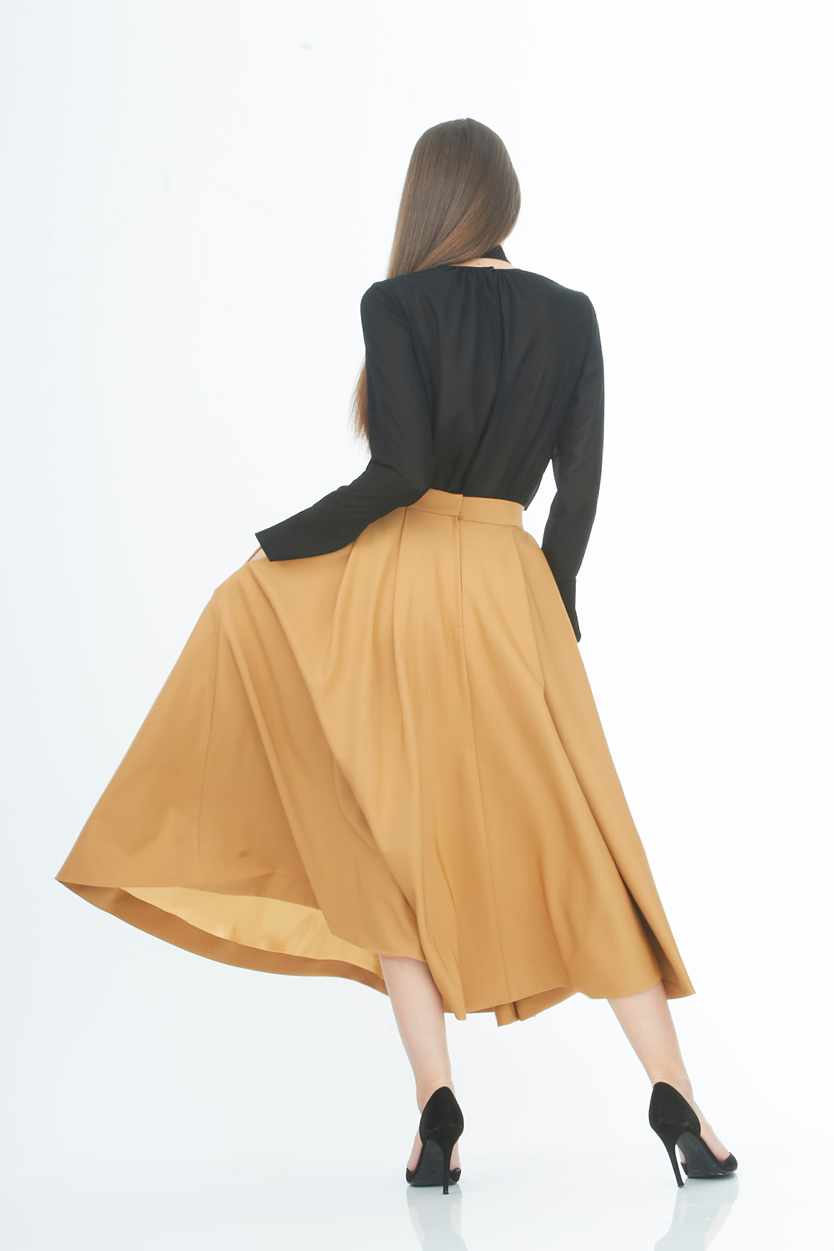 brown calf length skirt brown calf length skirt