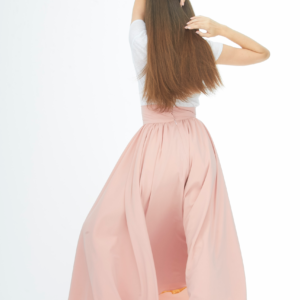 high waisted banded pink skirt