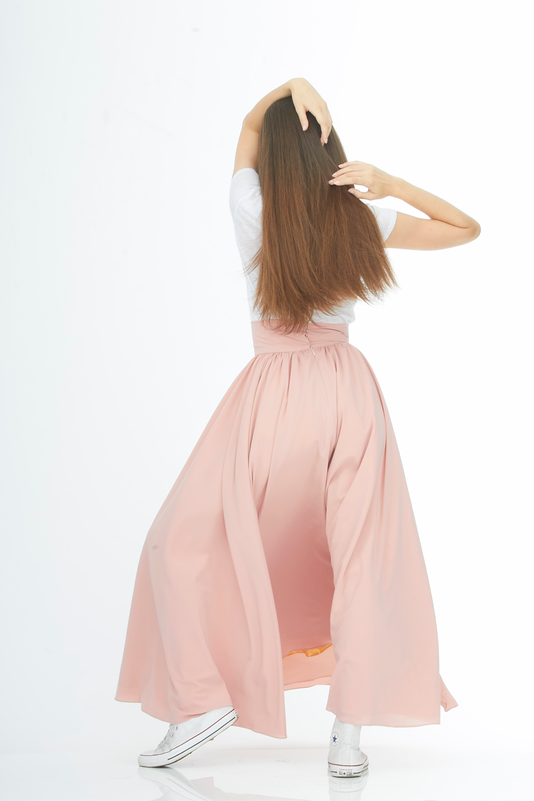 high waisted banded pink skirt high waisted banded pink skirt