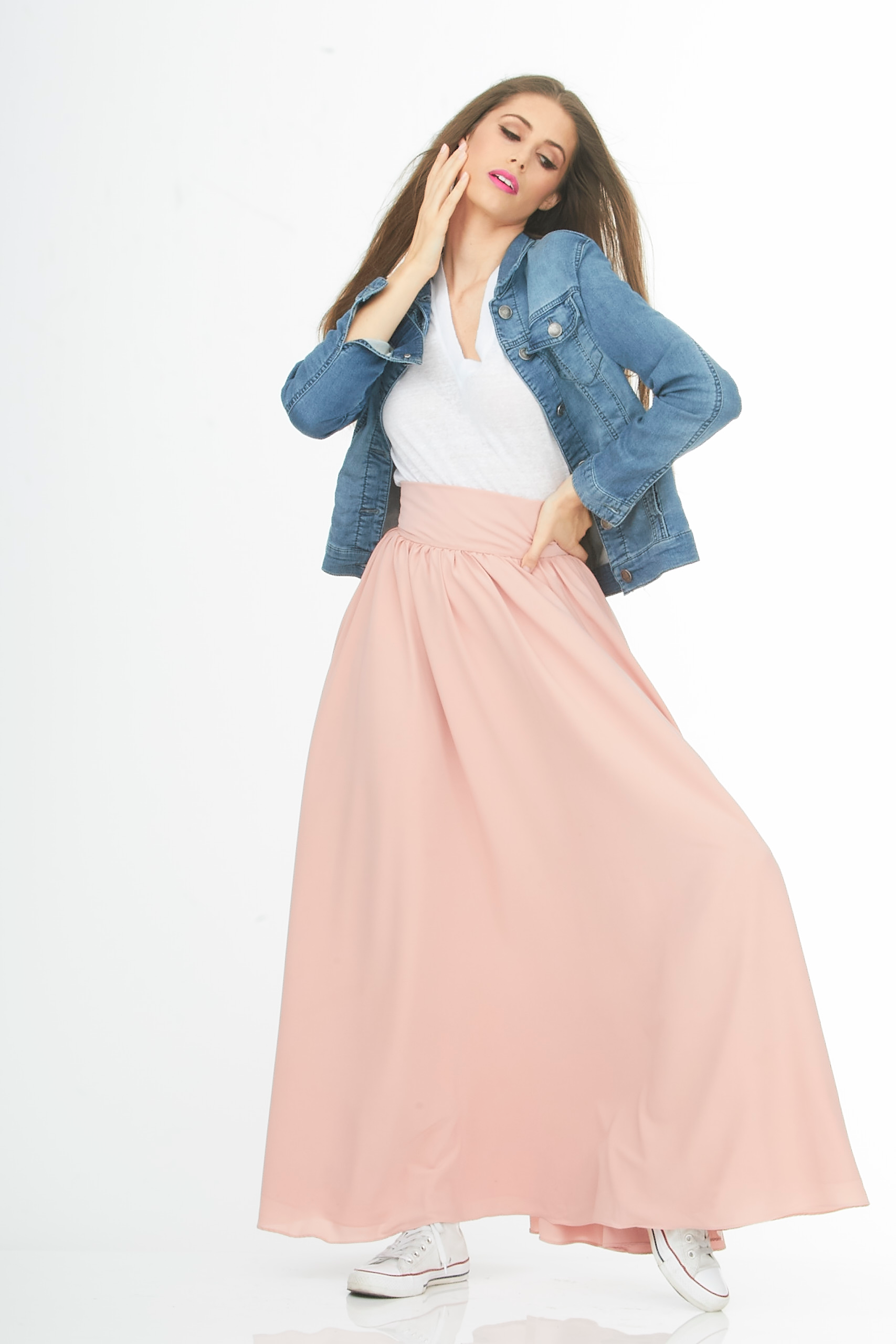 high waisted banded pink skirt high waisted banded pink skirt